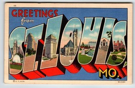 Greetings From St Louis Missouri Large Letter Postcard Curt Teich Unused Linen - £8.05 GBP