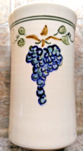 Ceramic Italian Style Hand Painted Grape Design 5 Inch Utensil Holder Signed - £26.21 GBP
