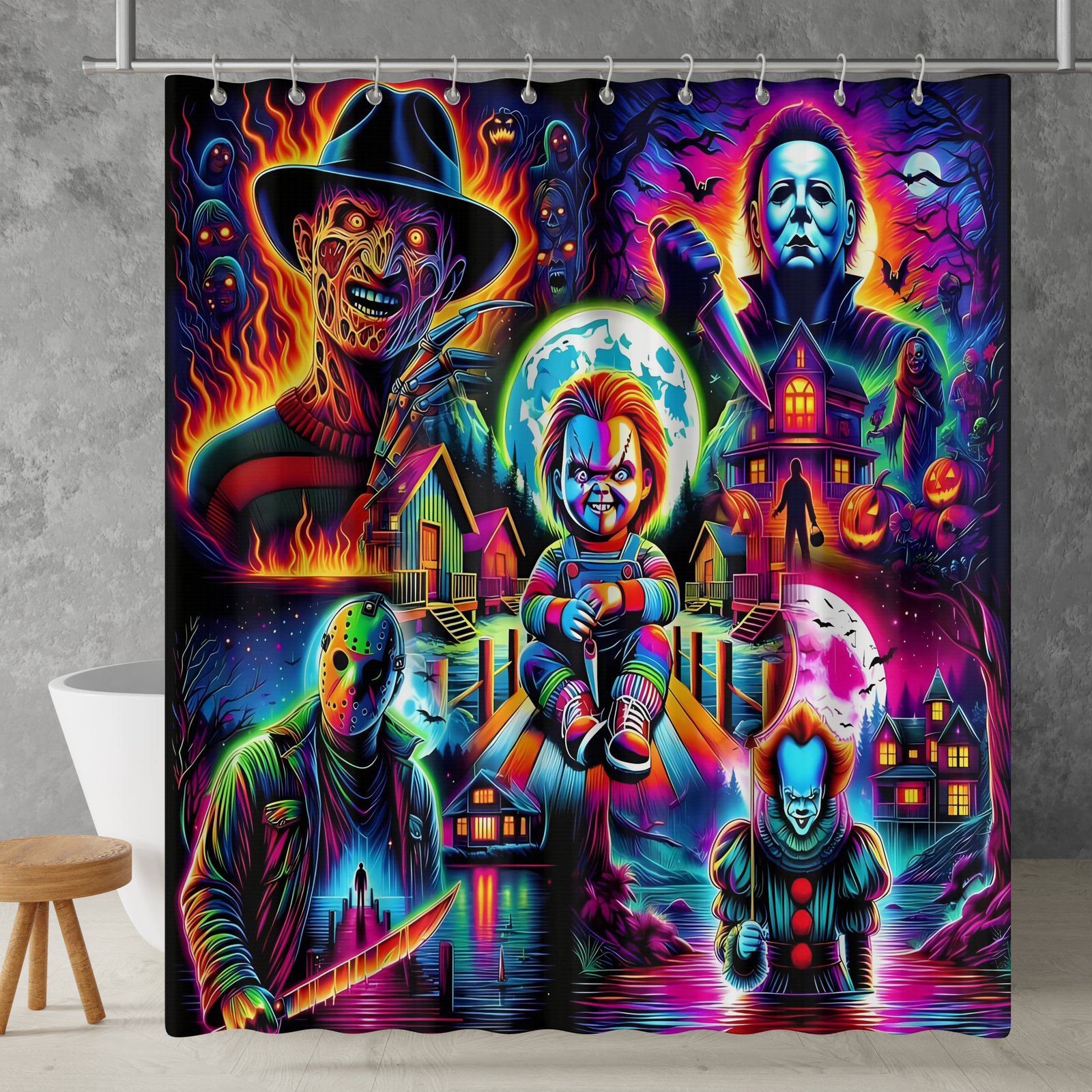 New!!! Horror Characters Custom Waterproof Polyester Shower Curtain 4 Size Item image 4