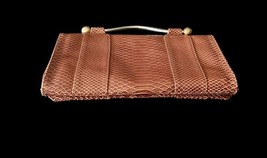Vintage Crocodile Croc Embossed Zambia & Siega Brown Faux Leather Clutch Bag image 9