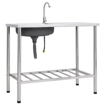vidaXL Stainless Steel Camping Sink Single Basin Tap Portable Outdoor - €264,83 EUR