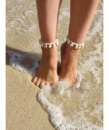 Cowrie shell anklets Ivory foot jewelry Woman beach bachelorette foot ac... - $22.00+