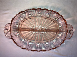 Vintage Pink 10.25 Inch Oyster And Pearl 2 Part Relish Dish Depression GlassMint - £11.98 GBP