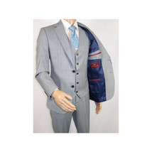 Men Suit BERLUSCONI Turkey 100% Italian Wool Super 180's 3pc Vested #Ber8 Gray image 6