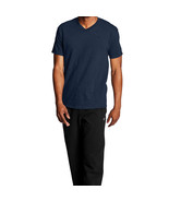 Champion Mens Classic V-Neck Tee, Embroidered C Logo Navy-Small - $12.99