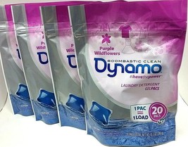 4 X DynamoBoombastic Clean Laundry Gelpacs Purple Wildflowers 20 Pacs/Pk... - $24.74