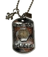 Kate Mesta TIME TO BELIEVE Clock Watch Angel Dog Tag Necklace  Art to We... - £19.42 GBP
