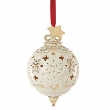 Lenox 2019 Annual Ornament Ivory Pierced Gold Stars Bas Relief Christmas NEW - £96.79 GBP
