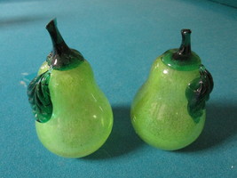Murano Italy art glass  2 pears, green and touches of orange, 4 1/2&quot; ORI... - £66.19 GBP