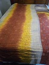 Vintage Kantha Quilt  Indian Handmade Bedspread Cotton Blanket New Double Sided - £14.99 GBP