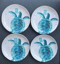 4 Sigrid Olsen Home Sea Life Blue Turtles Melamine Salad Dessert Plates 8” New - £22.41 GBP