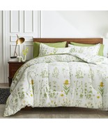 6 Piece Bed In A Bag Twin, Green Leaves Yellow Flower Botanical Design, ... - £66.69 GBP