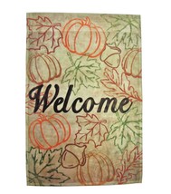 Fall into Color Pumpkin Outline &amp; Welcome Fall Garden Flag 12&quot; x 18&quot; One Sided - £8.11 GBP