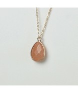 Honey Natural Agate Stone Teardrop Pendant Layering Necklace - $332.02 MXN