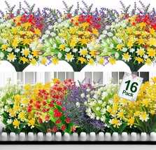 Turnmeon Artificial Flowers: 16 Bundles Of Uv-Resistant, Faux, And Red H... - $35.93