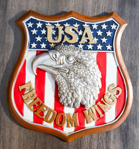 USA Freedom Wings Silver Bald Eagle In Vintage Route 66 Shape Decor Wall... - £21.62 GBP