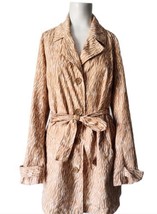 Liz Claiborne Womens Size XS Tiger Print Belted Trench Coat Button Front Camel  - £15.02 GBP