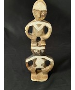 Rare Vintage African Hand Carved Soapstone Tribal Warriors Statue 11.25&quot; - $130.28 CAD