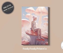 Artisan PRINTABLE wall art, Fungi and Fun-gal, Portrait | Digital Download - £2.73 GBP