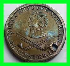 Indian Chapter No. 1 R.A.M McAlester, IT 1878 Mason Masonic Penny Token ... - £155.69 GBP