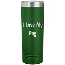 Love My Pug v4-22oz Insulated Skinny Tumbler - Green - £26.37 GBP
