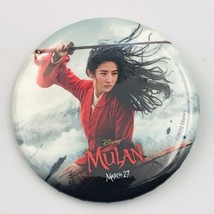 2020 Disney Mulan Movie March 27 Souvenir Button Pin Yifei Liu 2.25&quot; Dia... - $5.89