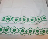 Vintage Pair of Green Doily Crocheted Trim Pillowcases Standard  - £19.76 GBP