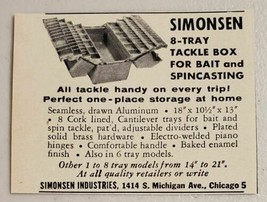 1957 Print Ad Simonsen 8-Tray Fishing Tackle Boxes Made in Chicago,Illinois - £7.29 GBP