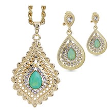 Sunspicems Fashion Mint Green Crystal Women Bridal Wedding Jewelry Sets Long Nec - £18.86 GBP