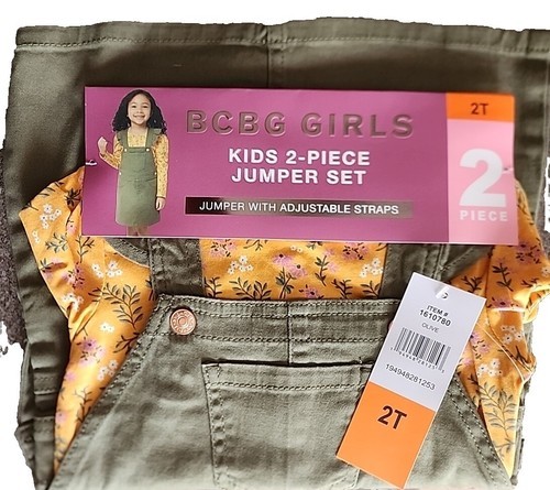BCBG Girls Kids' ~ 2-Pc. Jumper Set ~ SIZE 2T ~ Olive Green ~ Adjustable Straps Item image 6