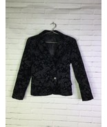 THEORY Womens Size S Velvet Embossed Textured Floral Blazer Black 2 Button - £35.95 GBP