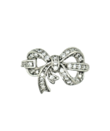Cubic Zirconia Bow Ring REAL Solid .925 Sterling Silver 5.3g Size 8.25 - $80.67 CAD