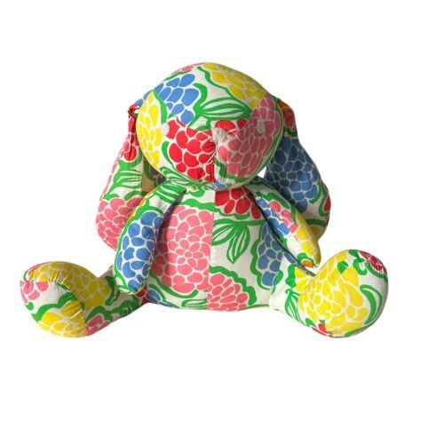Lilly Pulitzer Rare Stuffed Animal Bright Multicolor Floral Print Bunny Plush - £66.19 GBP
