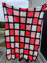 Vintage Handmade Granny Square Roseanne Afghan Throw Blanket - 68 x 47 inches - £30.89 GBP