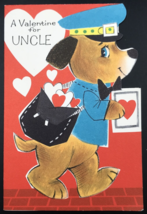 VTG Valentine For Uncle Anthropomorphic Mailman Dog Puppy Die Cut Greeti... - £9.41 GBP