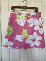 LILLY PULITZER Mini Skirt Floral Pink White Lace Pocket Lined Golf Pickleball 8 - £21.90 GBP