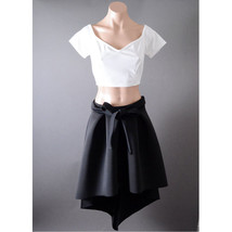 Women Evening Party 2 Piece T-Shirt Crop Top Flared Skater Skirt Dress S... - $47.98 CAD
