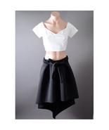 Women Evening Party 2 Piece T-Shirt Crop Top Flared Skater Skirt Dress S... - $47.98 CAD