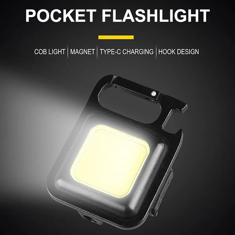 House Home Mini LED Flashlight Work Light rechargeable Glare COB Keychain Light  - £20.29 GBP