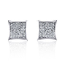 0.55 Carat Invisible Set Princess Cut Diamond Earrings 14K White Gold - £454.12 GBP