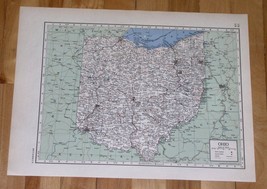 1944 Vintage Wwii Map Of Ohio Cleveland Cincinnati / Verso North Dakota Bismarck - £15.08 GBP