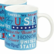 American Patriotic Mug United We Stand USA Stoneware Red White Blue 1-Pi... - $14.19