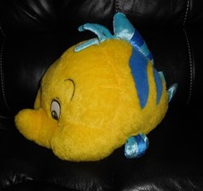 16&quot; Big Disney The Little Mermaid Yellow Flounder Fish Stuffed Animal Plush Toy - £22.31 GBP