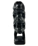 3 Wise Monkeys Hear Speak See No Evil Totum Black Wood Carving 8” - $8.98