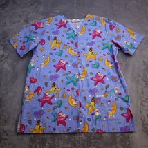 Cherokee Delivery Nurse Top Printed Shirt Short Sleeve Purple Uniform Wo... - $23.74
