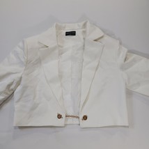 White Fox Women's White Open Front Cropped Blazer Jacket Size Medium image 13