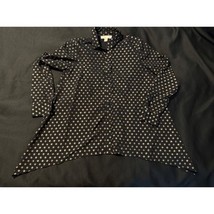 Michael Kors Black Gold Logo Print Button Down Long Sleeve Top - $14.00