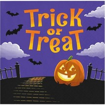Haunted Mansion Trick Treat Pumpkin Halloween 16 Ct Beverage Napkins - £2.60 GBP