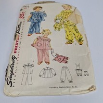 1952 Simplicity Sewing Pattern 4102 Girls Bunny And Bunny PJs Size 1 COMPLETE - $12.86