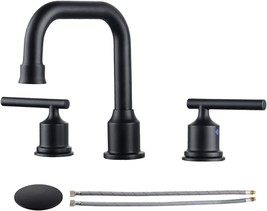 Wowow Black Three Pc\. Basin Faucet Set With Two Handles Widespread 8-Inch - £62.33 GBP